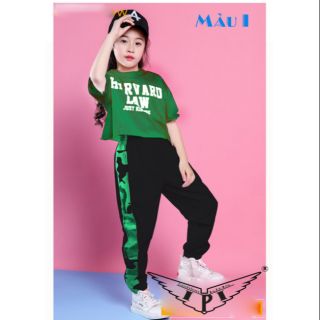 Bộ thun mẹ & bé áo croptop mix quần jogger cực chất 20-65kg (nhiều màu)