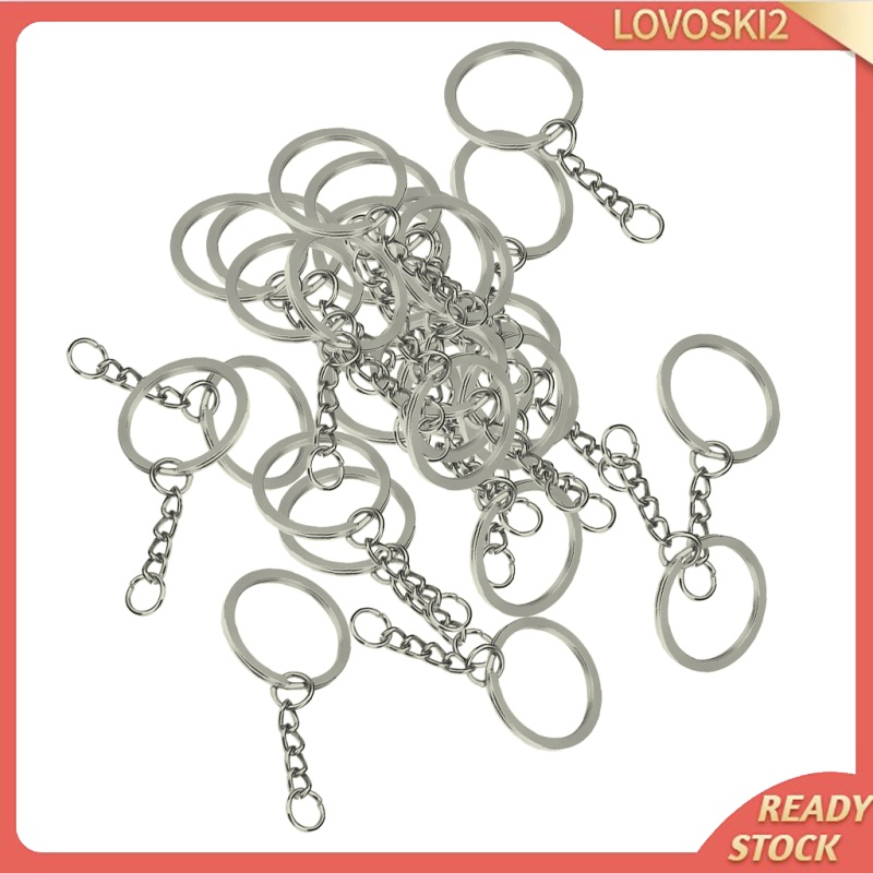 [LOVOSKI2]30pcs Metal Split Keychain Rings With Chain 28mm Open Jump Ring DIY Key Ring