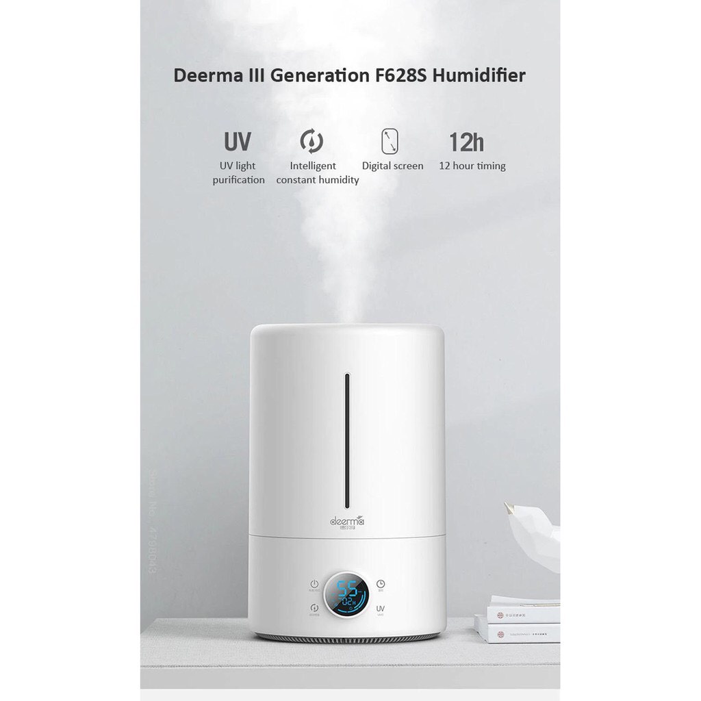 Máy phun sương tạo ẩm - khuếch tán tinh dầu Xiaomi Deerma F628s bản cao cấp UV tự động - Tạo ion Ag+ kháng khuẩn