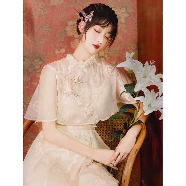 (20 mẫu)Sườn xám xinh xẻo cách tân,váy cổ phong part 6