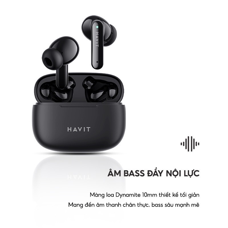 Tai Nghe TWS Havit TW967 BT 5.1, Thiết Kế Công Thái Học, Driver 10mm, Nghe Nhạc Đến 5H - Chính Hãng BH 12 Tháng