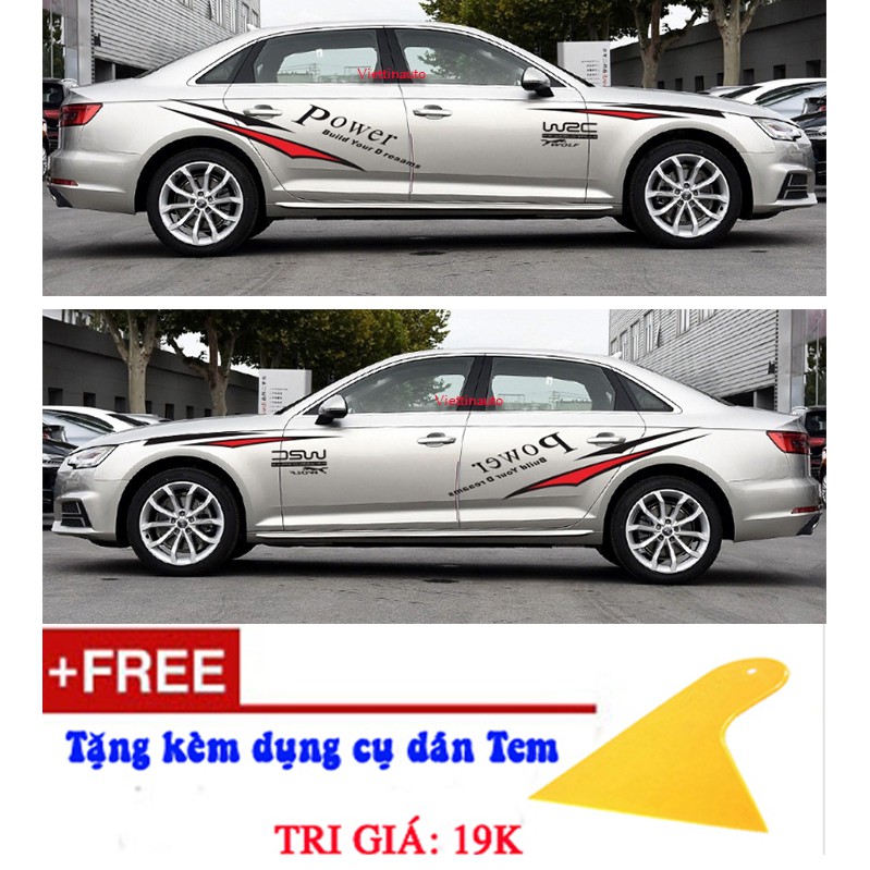 Decal dán sườn Tem dán sườn trang trí Ô tô D-677 Tặng kèm dụng cụ dán Tem