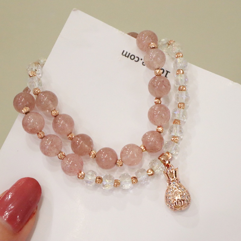 [Hàng Mới] Vòng Đeo Tay Dây Đôi Đính Hạt Pha Lê Kèm Túi Đựng Tiền Xu