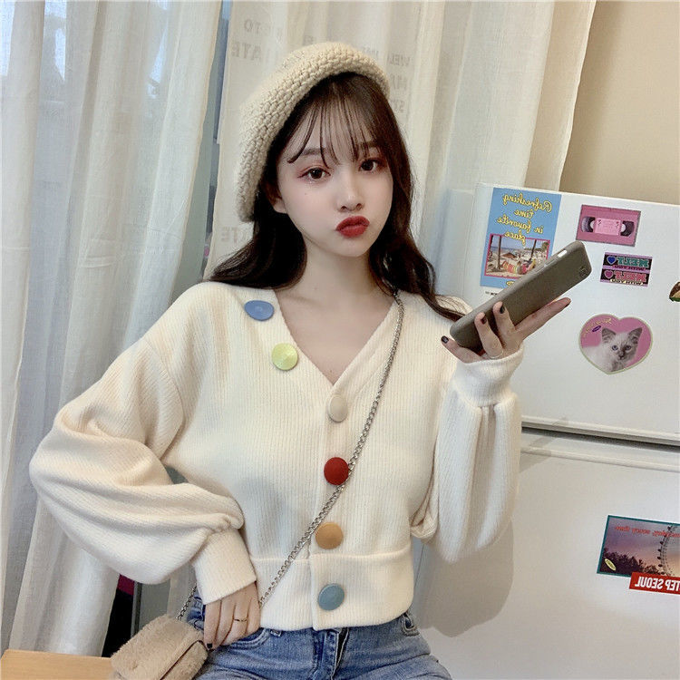 Áo dệt kim cổ chữ V thời trang mùa thu 2020 cho nữ