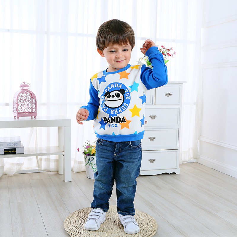 Áo Sweater Lông Cừu Tay Dài In Hoạt Hình Thời Trang Thu Đông Cho Bé Trai