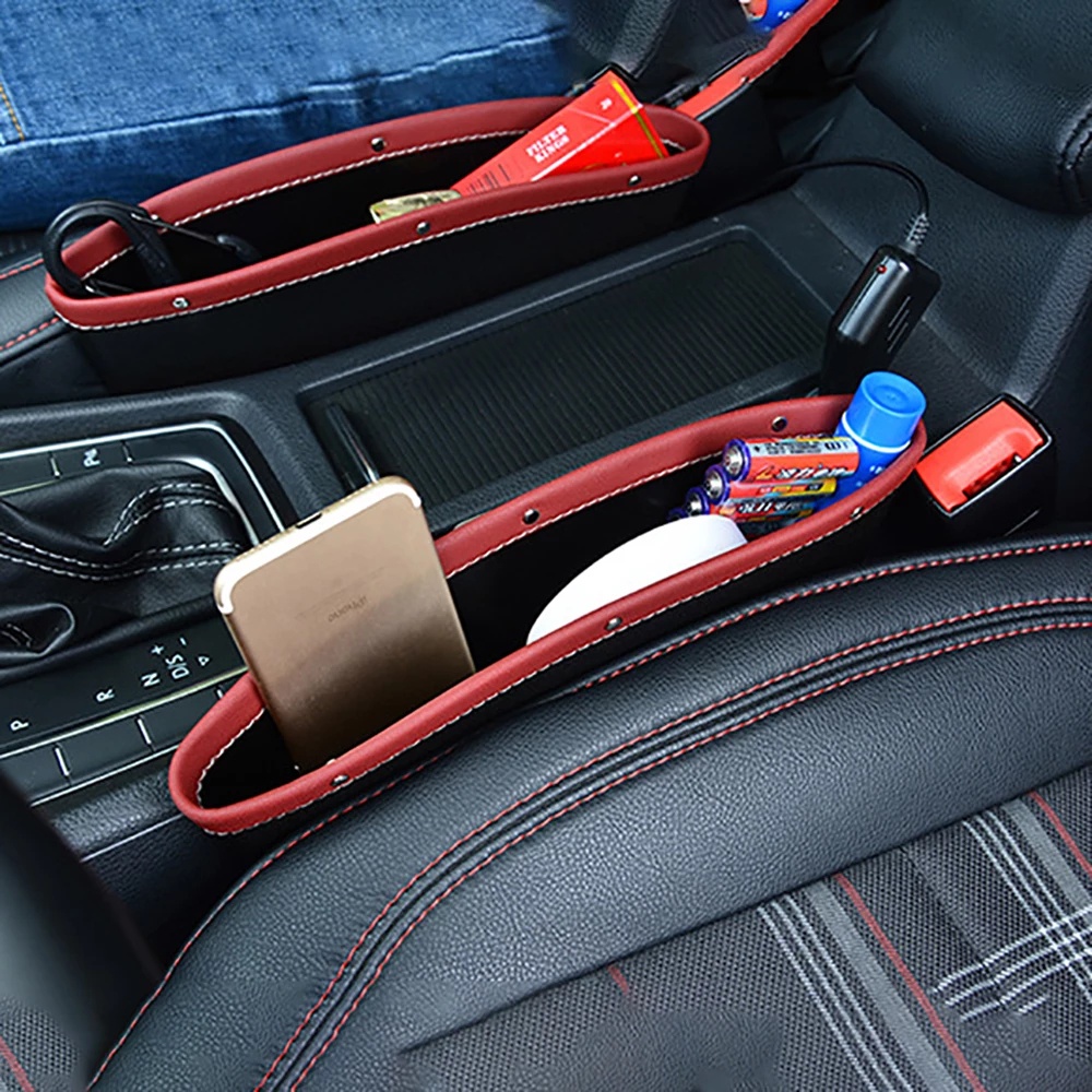 Giá Đỡ Cốc / Đồ Uống Bằng Da PU Đa Năng Gắn Khe Hở Ghế Ngồi Xe Hơi