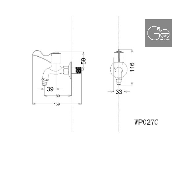 VÒI NƯỚC GẮN TƯỜNG LẠNH CAESAR WP027C - VOICSR0046