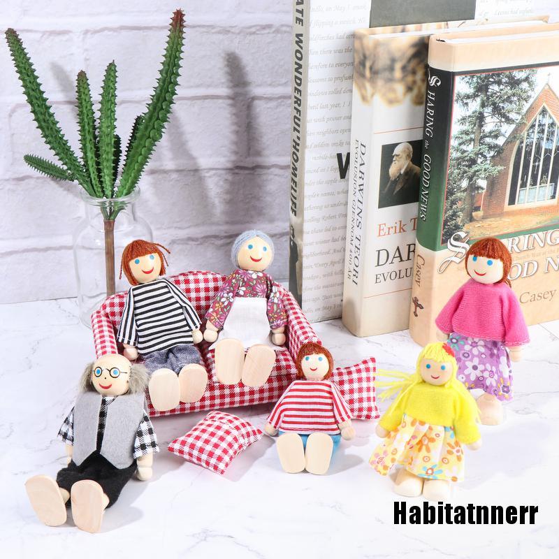 Set 6 Mô Hình Gia Đình Búp Bê Bằng Gỗ Diy