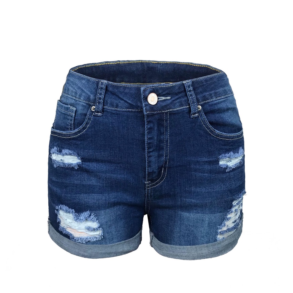 Quần Short Denim Lưng Cao Phối Nút Thời Trang Đường Phố Cá Tính Cho Nữ
