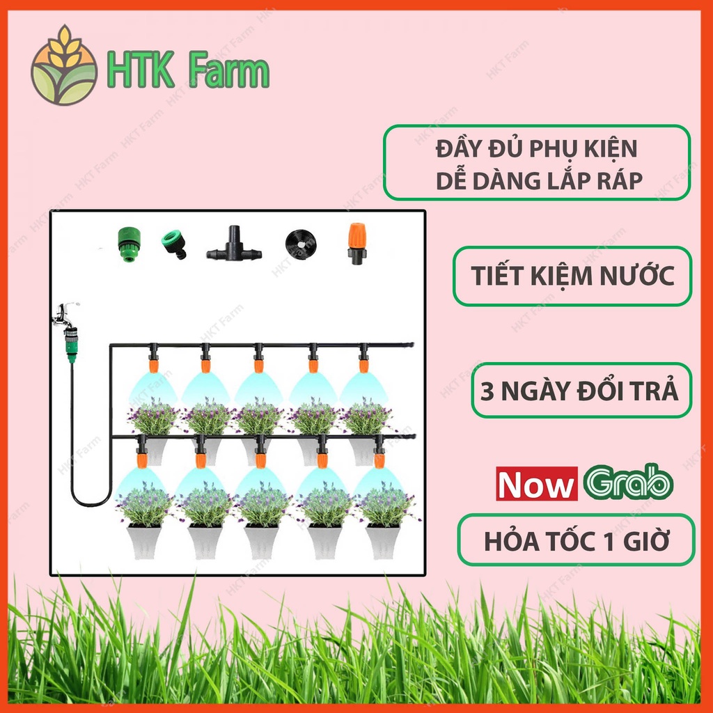 Hệ Thống Phun Sương Tưới Cây Tự Động HKT Farm - Với Béc Phun Sương Cao Cấp Làm Mát Tiết Kiệm Tới 95% Công Sức Tưới