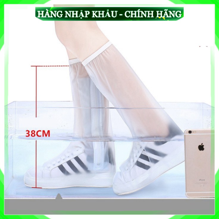 (Loại Dày) Ủng Bọc Giày Đi Mưa Cổ Cao - Đế Cao Su - Chống Nước - Chống Trượt - Nhựa Pvc Cao Cấp