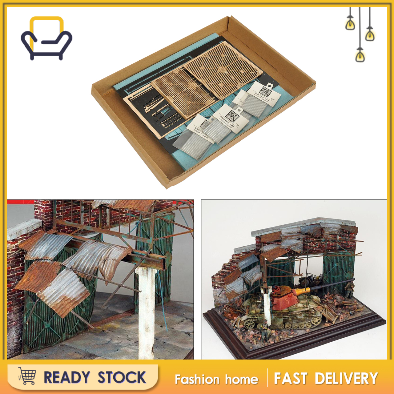 【Fashion home】1:35 DIY Dioramas Building Model Kits,Architecture Ruins House Scene Layout