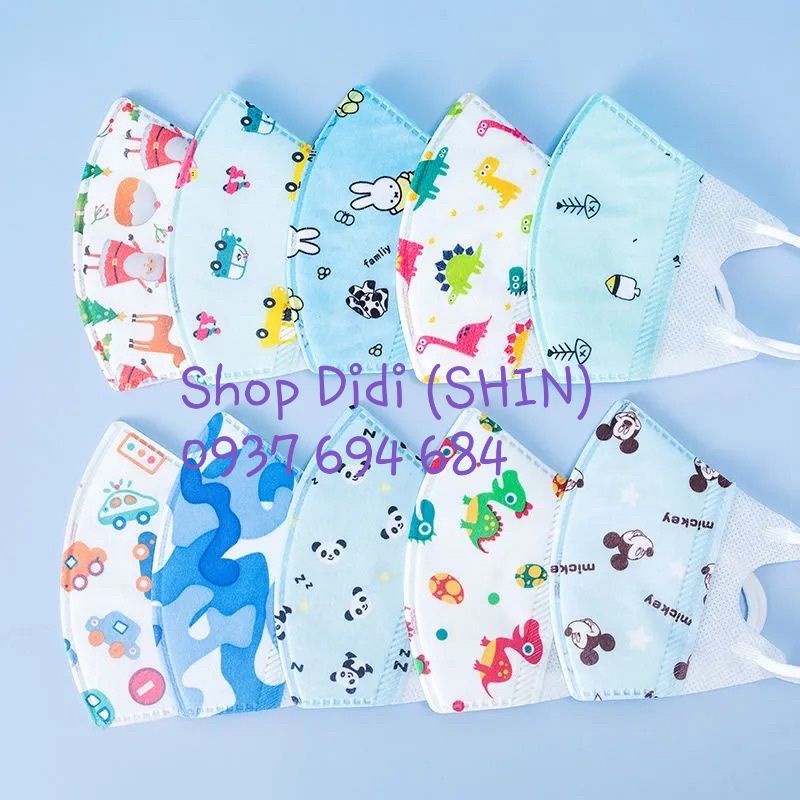 🦁Khẩu trang trẻ em cao cấp🦁 Túi 10 cái mix. Size 1-&gt;4 tuổi và size 4-&gt;8 tuổi
