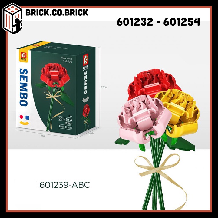 Đồ Chơi Các Loại Hoa Nhỏ Đáng Yêu trang trí bàn học Lắp ráp Trưng bày Lọ hoa Flower Boutique 601232- 601255