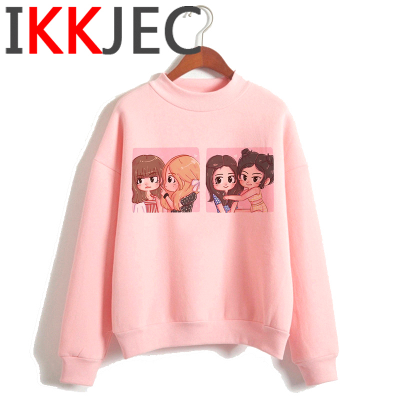 balckpink Hot Sale 2020 Spring Autumn Casual Women áo Sweatshirts K-pop Solid Áo khoác Kawaii Black White Gray Pink R