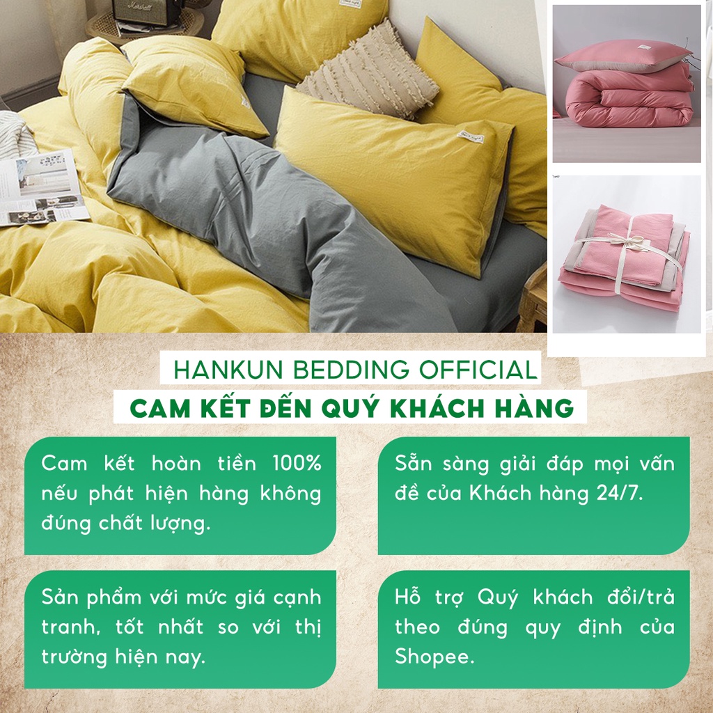 Bộ 4 món chăn ga gối drap trải giường Hankun cotton tina nhập khẩu Hàn Quốc họa tiết hoạt hình cho bé