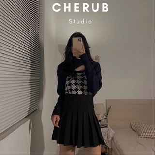 Set áo len nữ hoạ tiết răng sói freesize Cherub