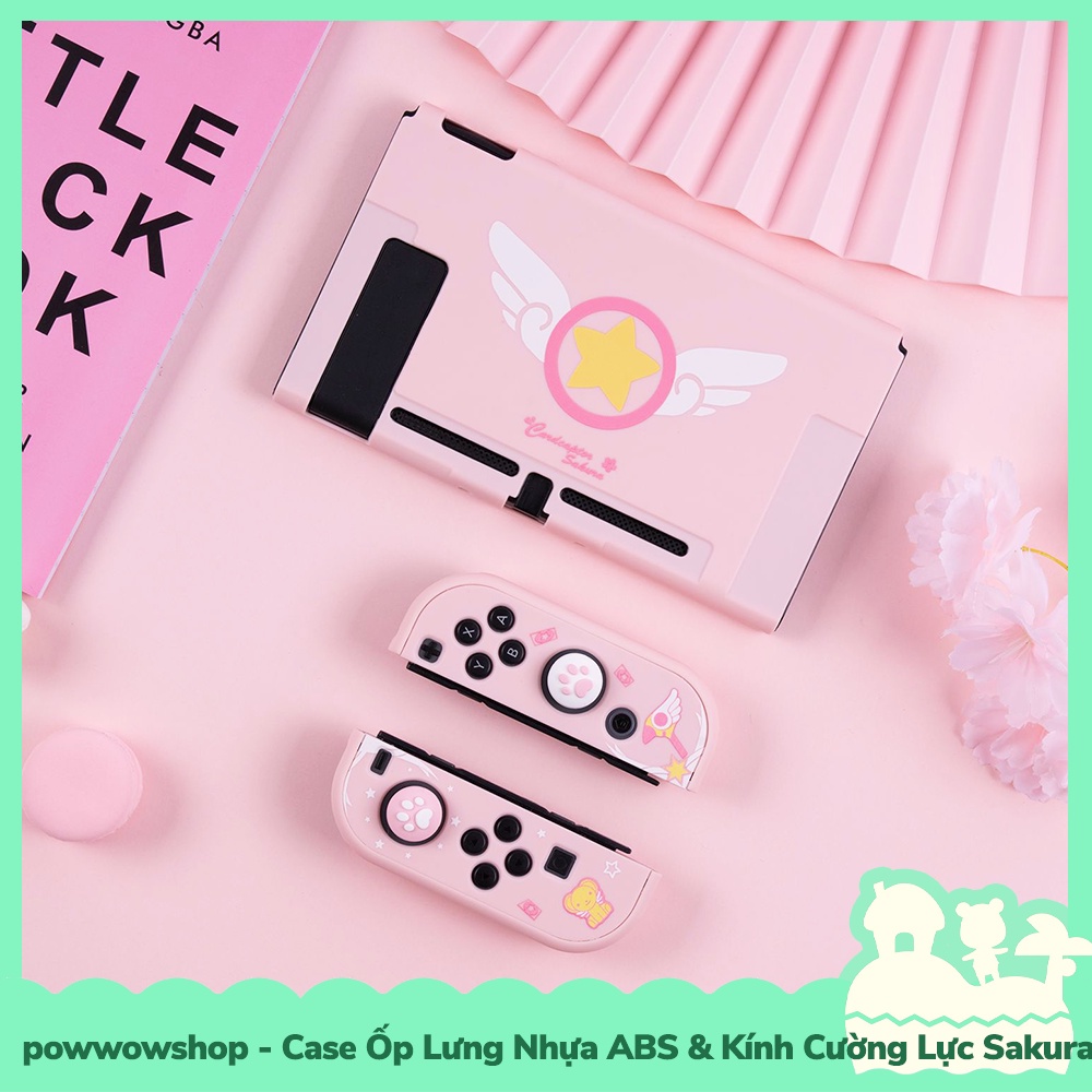 [Sẵn VN - Hỏa Tốc] Set Phụ Kiện Case Ốp Lưng, Kính Cường Lực Cho Máy Game Cầm Tay Nintendo Switch Sakura Theme