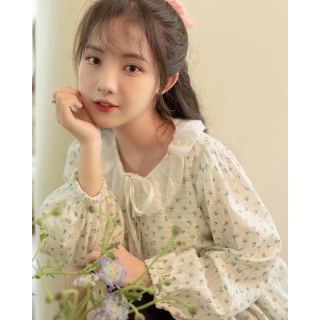 CARROT - Áo babydoll hoa nhí phối ren cổ - TULIP BABYDOLL