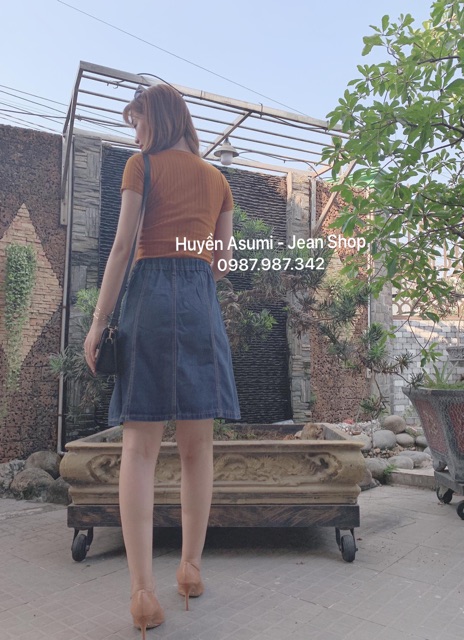 [Ảnh shop tự chụp] - Chân váy jean xoè ngang gối | BigBuy360 - bigbuy360.vn