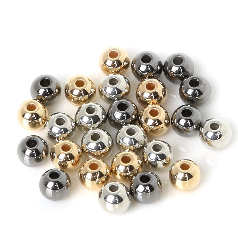 Hạt tròn CCB mạ vàng/kim loại dùng làm đồ trang sức 4 6 8 10 12 mm