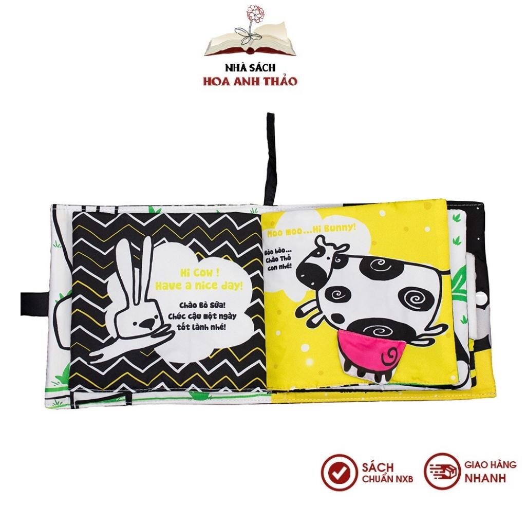 Bộ sách vải cho bé Đi Nào Thỏ Trắng và thẻ kích thích thị giác Lalala Baby phát triển toàn diện