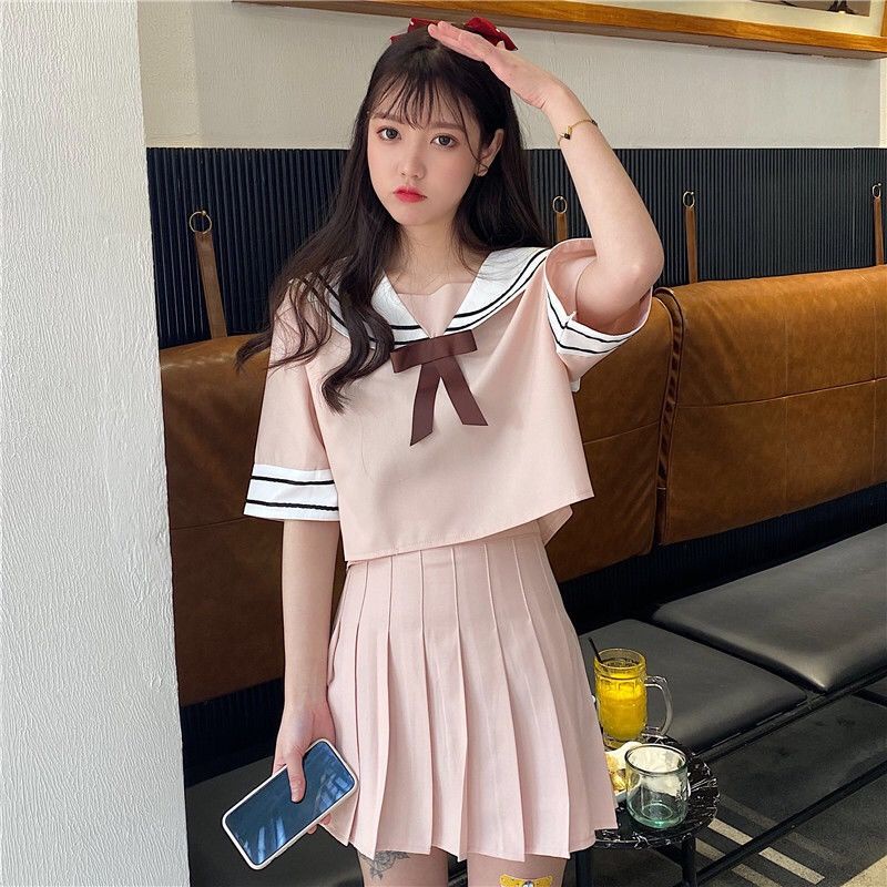 Mùa hè Nhật Bản sinh viên mới đồng phục jk nữ phong cách đại học ngọt ngào và dễ thương Phiên bản Hàn Quốc của bộ đồ thủ