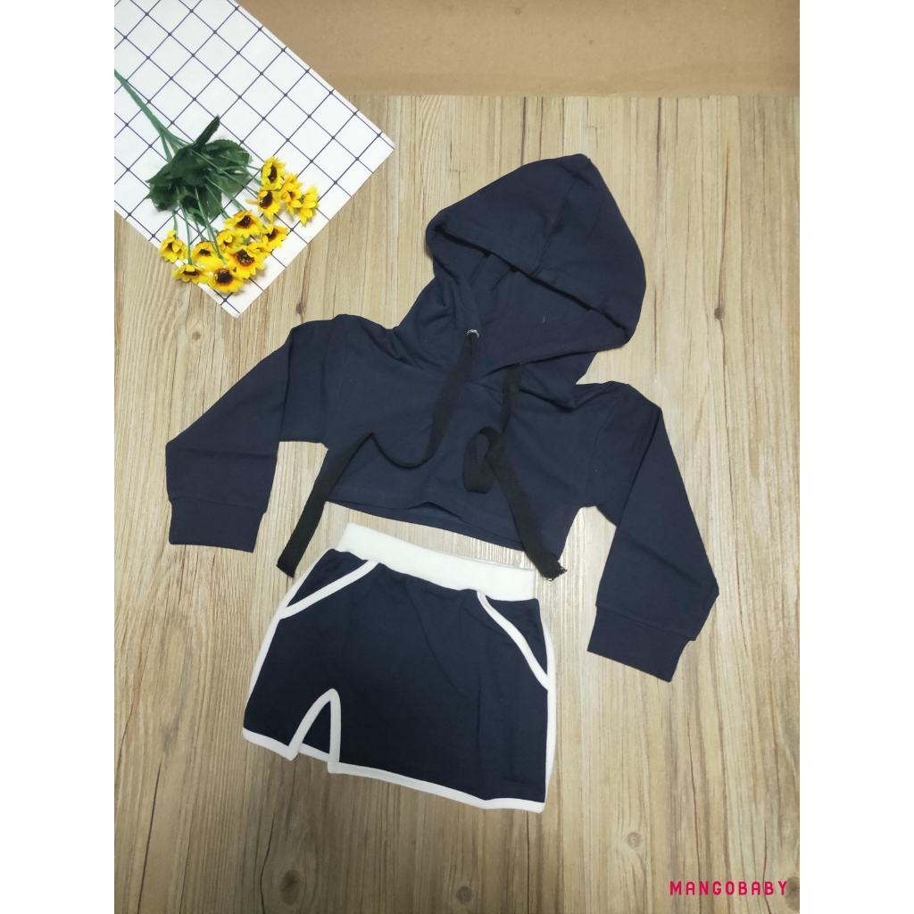 Set Áo Hoodie Và Quần Short Thể Thao Cho Bé Gái