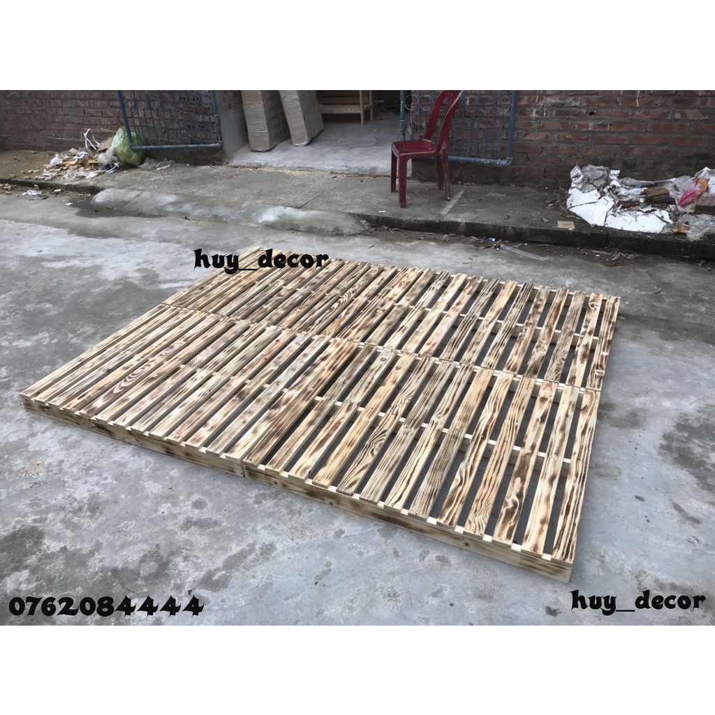 Giường pallets màu khò lửa cao 8cm