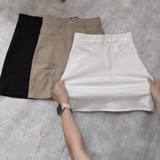 Chân váy Kaki form chữ A basic đen nude trắng (ảnh thật)