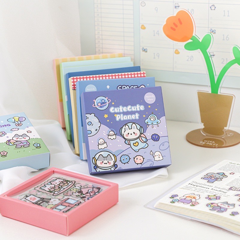 Set 50 Miếng Dán Họa Tiết Hoạt Hình Phong Cách Hàn Quốc