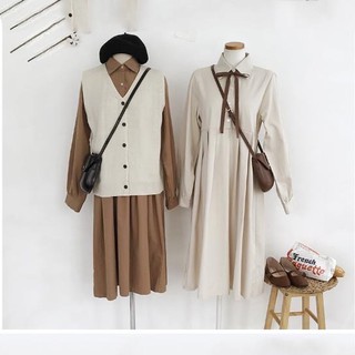 [Mã FATHANG5 giảm 10K đơn 50K] [CÓ FEEDBACK] - Váy ulzzang tiểu thư kèm nơ cổ - V02 - jannahouse