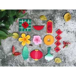 Set 10 món tô màu Tết bằng gỗ phụ kiện trang trí tết cho bé thỏa sức sáng tạo, trang trí nhà cửa