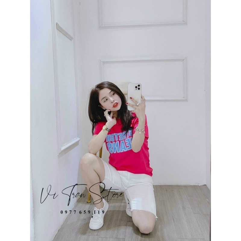 Áo thun form rộng cổ tròn, Áo thun nữ cotton giấy hàng đẹp | BigBuy360 - bigbuy360.vn