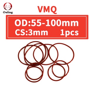 1 vòng đệm cao su silicon o màu đỏ dày 3mm cách điện không thấm nước kích thước 55 / 60 / 65 / 70 / 75 / 80 / 85 / 90 / 95 / 100 * 3mm giảm xóc