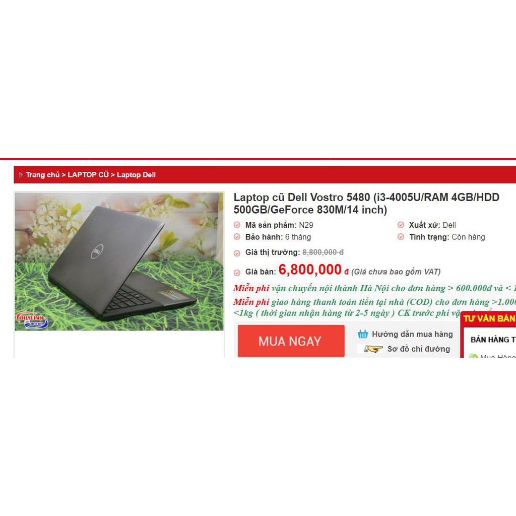 laptop Dell V5480 dell i3/ssd240g bảo hành 6 tháng tặng kèm chuột, lót chuột giá rẻ, laptop cũ giá rẻ | BigBuy360 - bigbuy360.vn
