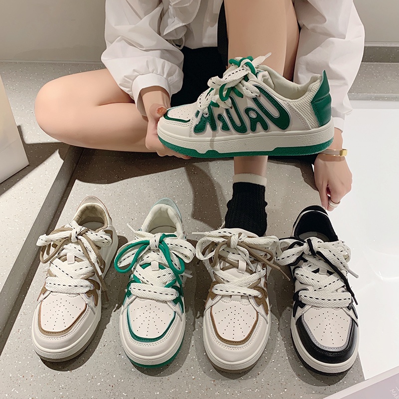 💘 Giày thể thao đế bằng cột dây sành điệu cho nữ 💘  thoáng khí  thiết kế mới