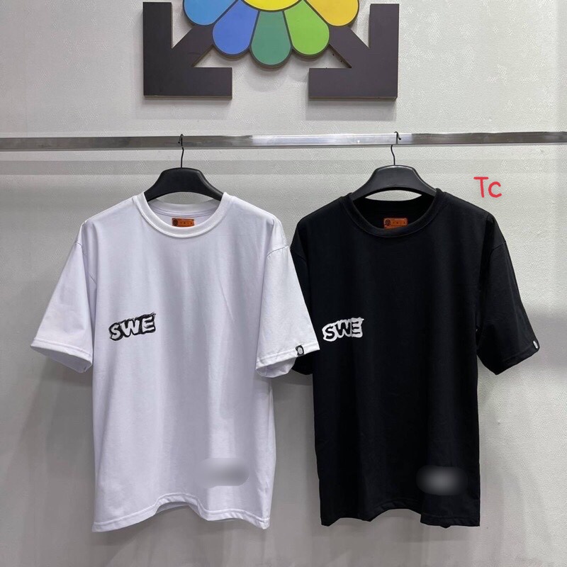 Áo thun tay lỡ form rộng SWE Khói phong cách unisex cho cả nam nữ, vải cotton  co dãn 4 chiều,