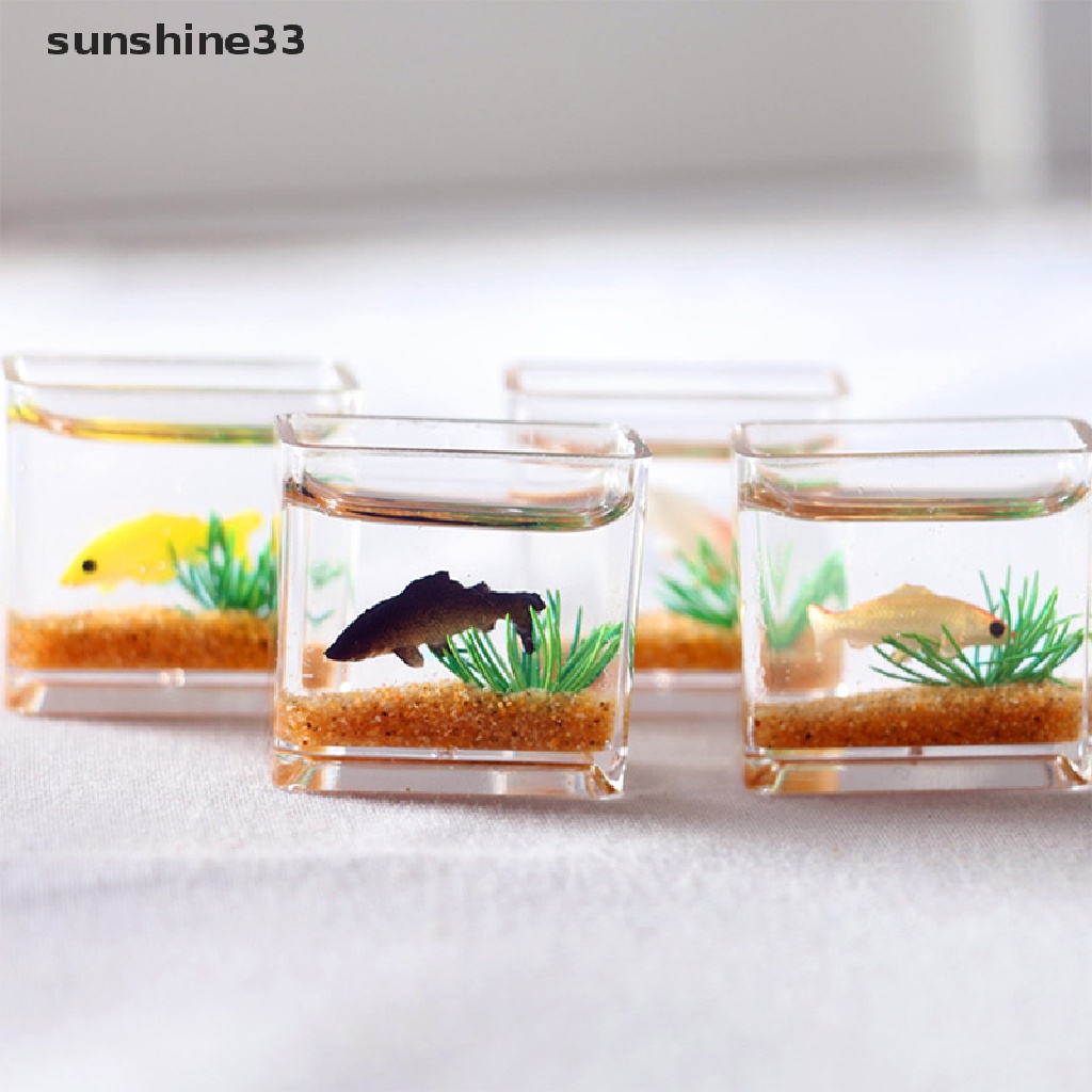 SU Dollhouse Miniature Glass Fish Tank Bowl Aquarium Doll House Home Ornament n