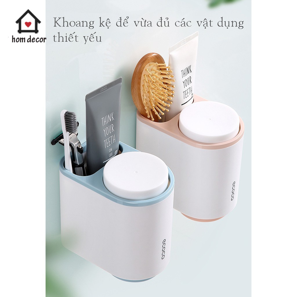 Kệ Để Bàn Chải Và Cốc Đánh Răng ECOCO Thiết Kế Thông Minh Dán Tường Tặng Kèm 2 Cốc