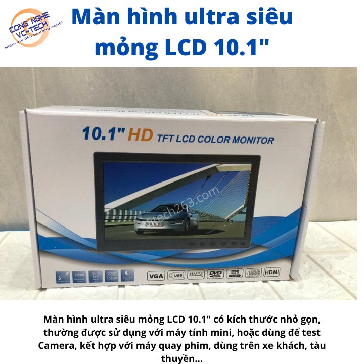 Màn Hình 10 Inch Siêu Mỏng Tiện Dụng – Màn Hình Test Camera, Màn Hình Xe Khách