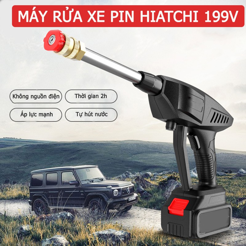 Máy Rửa Xe Dùng Pin Hitachi 199V – Công suất 1400W – Máy Bơm Nước Đa Năng – Bảo Hành 12 Tháng