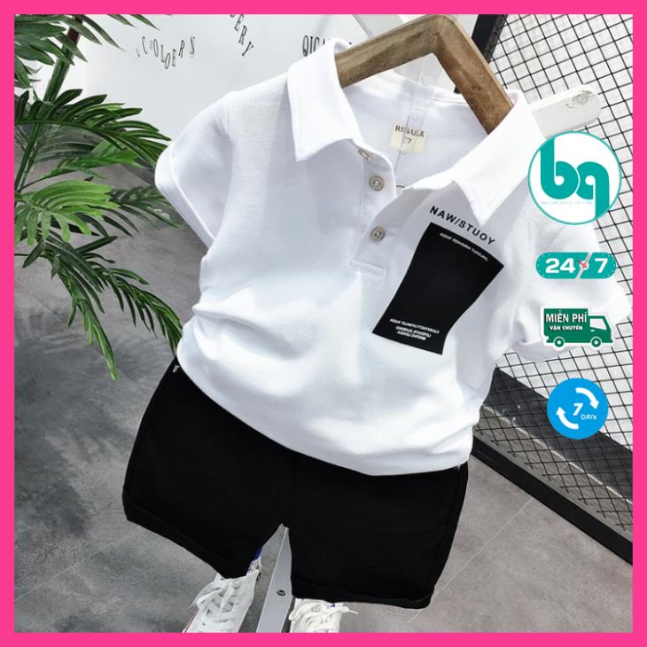 Áo thun bé trai, Size 9-33kg, Set Polo basic áo cotton co giãn, quần Jean cho bé trai sành điệu SHOP BẢO QUÂN [Nawi]