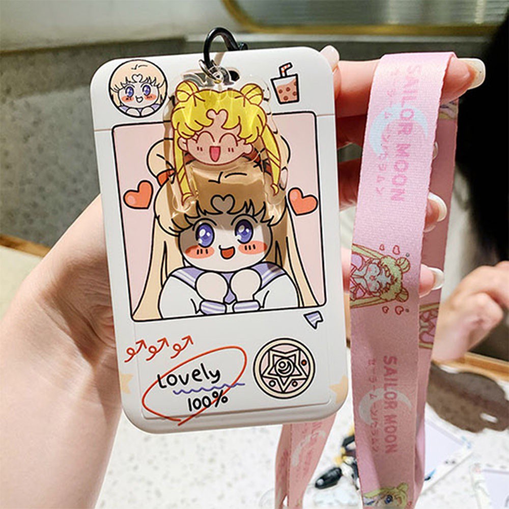 1 Túi Đựng Thẻ Xe Buýt / Thẻ Xe Buýt Bằng Nhựa Abs Hình Thủy Thủ Mặt Trăng Kèm Dây Đeo Cho Học Sinh