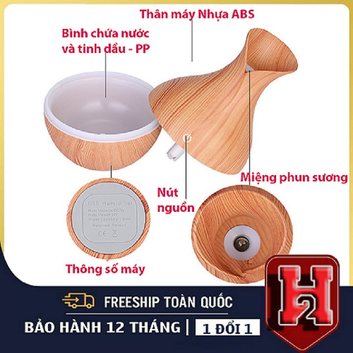 Máy Khuếch Tán Tinh Dầu Bình Hoa Tulip ❤️FREESHIP❤️ Giảm 10k khi nhập mã [ Wds01 ] -Tiện Dụng, Tạo Độ Ẩm