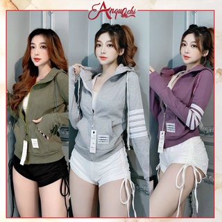 Áo Khoác Nữ Nam Anquachi Len Mỏng Chống Nắng Có Mũ Cổ Cao Thun Gân Cao Cấp Đẹp A113