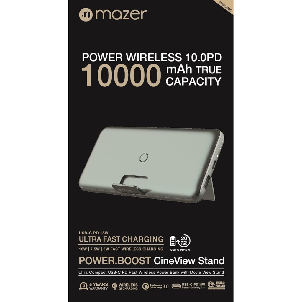 Pin sạc dự phòng không dây Mazer POWER.BOOST Cine.View Stand Wireless PD - 10.000mAh [PHÂN PHỐI CHÍNH HÃNG, BẢO HÀNH 5 N