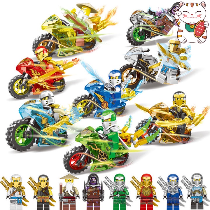 Combo 2 Ninja Siêu Đỉnh Cưỡi Mô Tô Ninjago Đồ Chơi Ghép Hình Lắp Ghép Thông Minh Lego LW MOC DIY