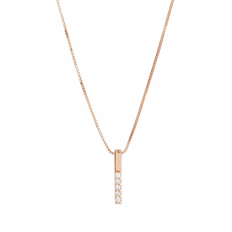 Dây chuyền có mặt dây gắn đá Zircon sáng bóng thiết kế hình học đơn giản phong cách quyến rũ cho nữ