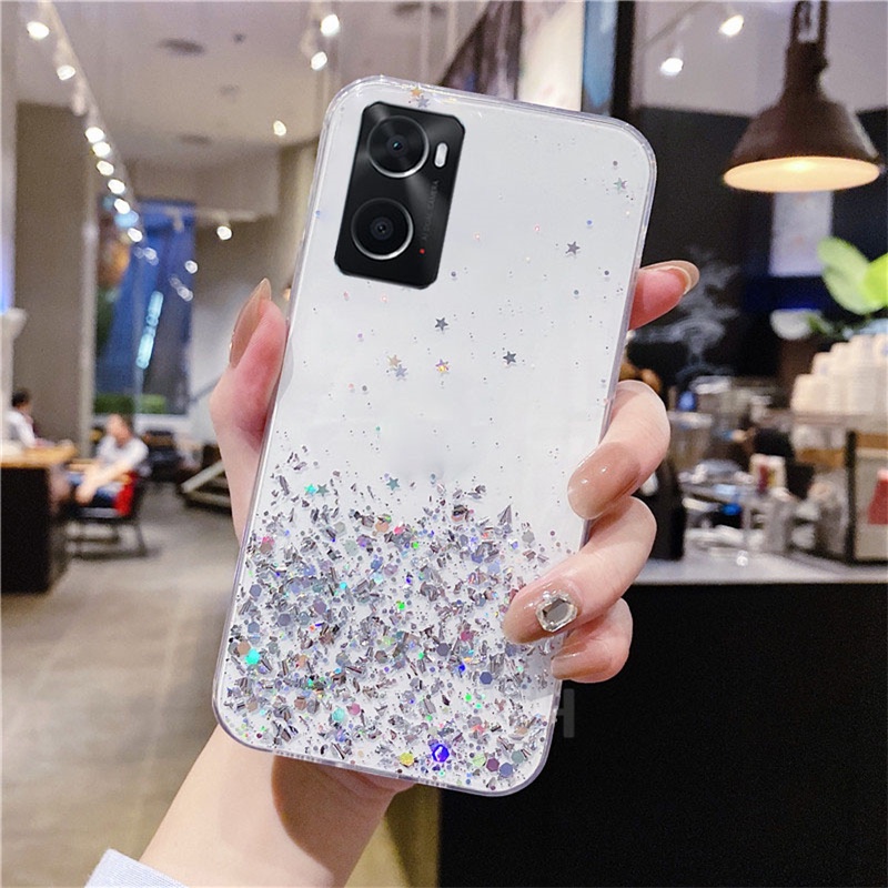 Ốp Điện Thoại TPU Mềm Trong Suốt Lấp Lánh Đơn Giản Cho OPPO A18 A57 A76 A96 A76 2022 A57